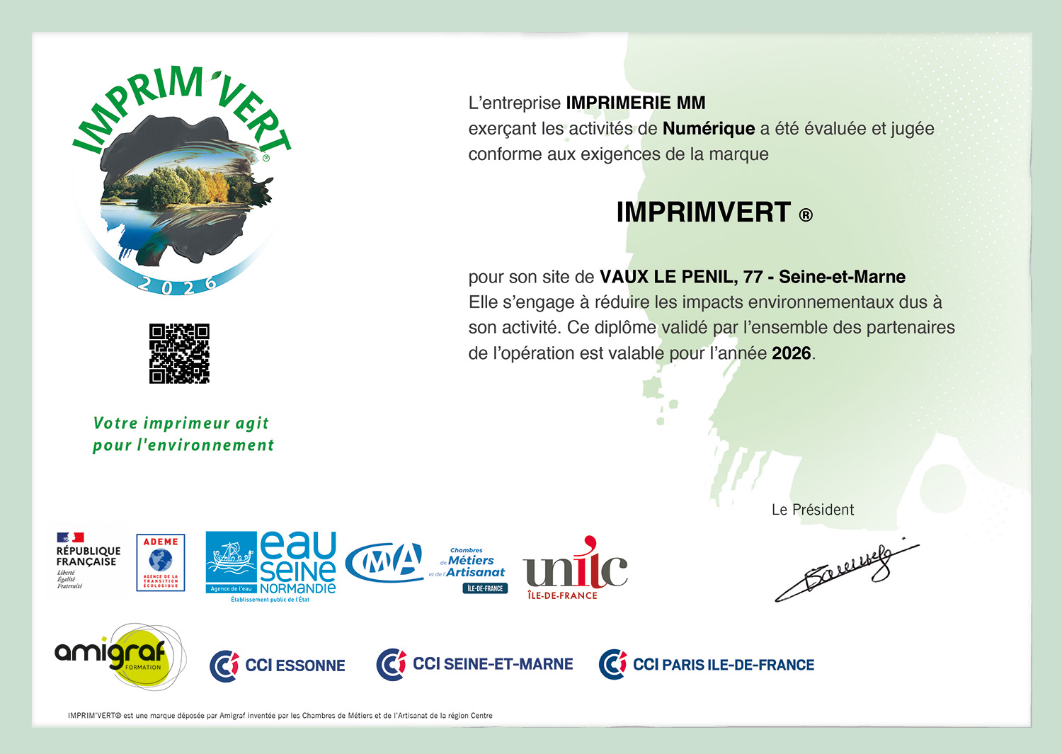 Certificat Imprim'Vert